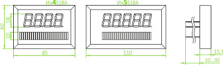 Размеры индикатора ИнXS18A