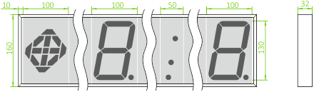 Размеры индикатора ИнX.130H