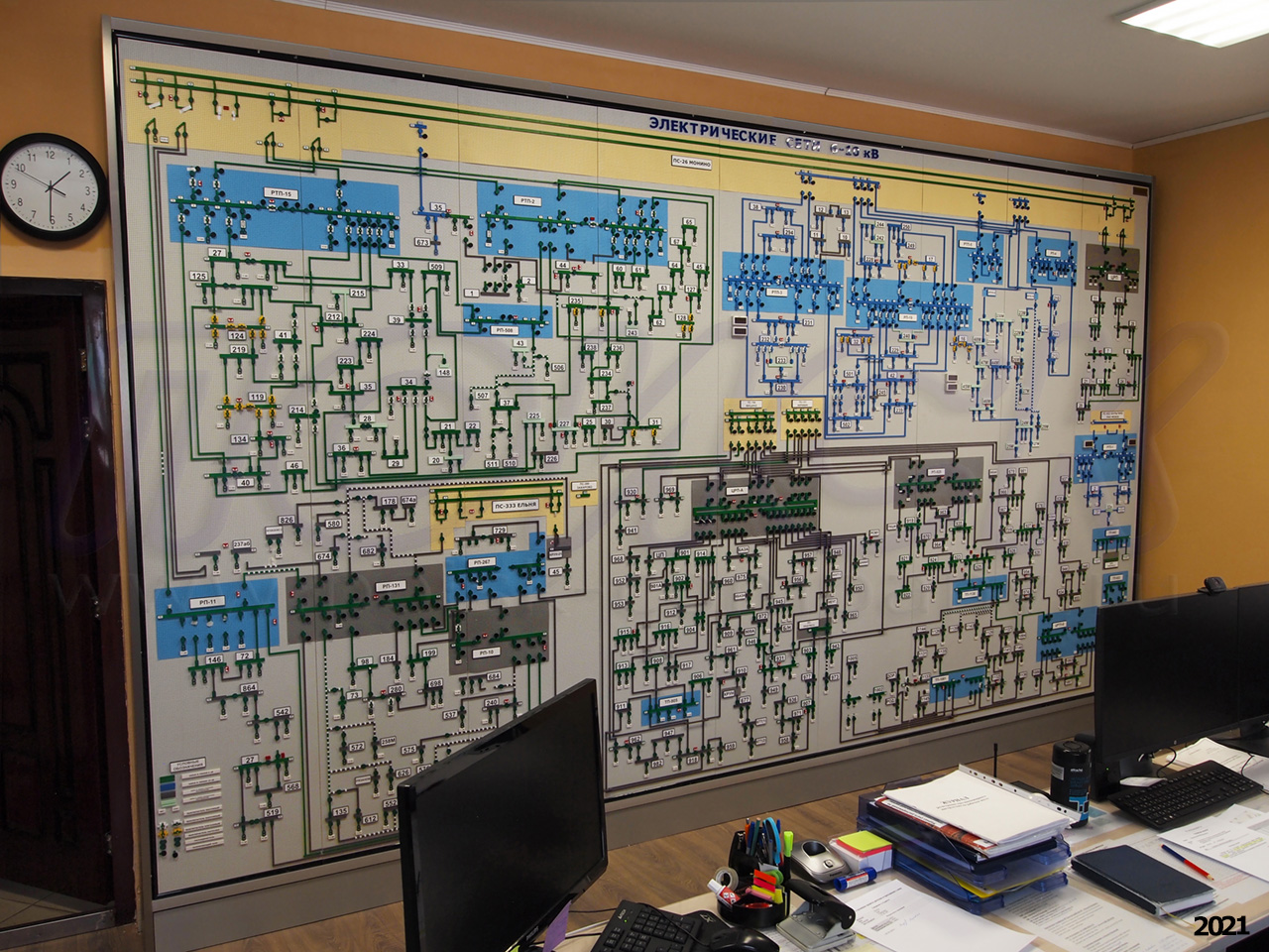 Диспетчерский щит Лосино-Петровского сетевого участка Фрязинского производственного отделения Щелковского филиала Мособлэнерго