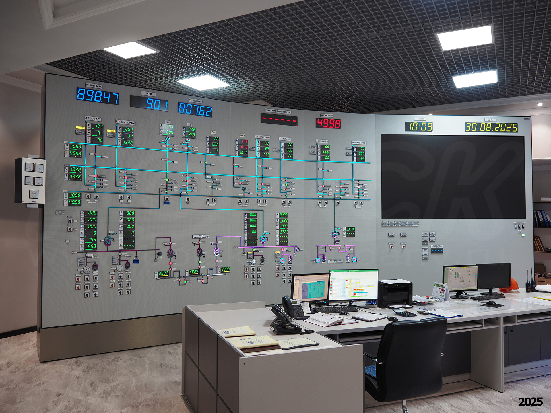 главный щит управления (ГЩУ) Андижанской гидроэлектростанции
