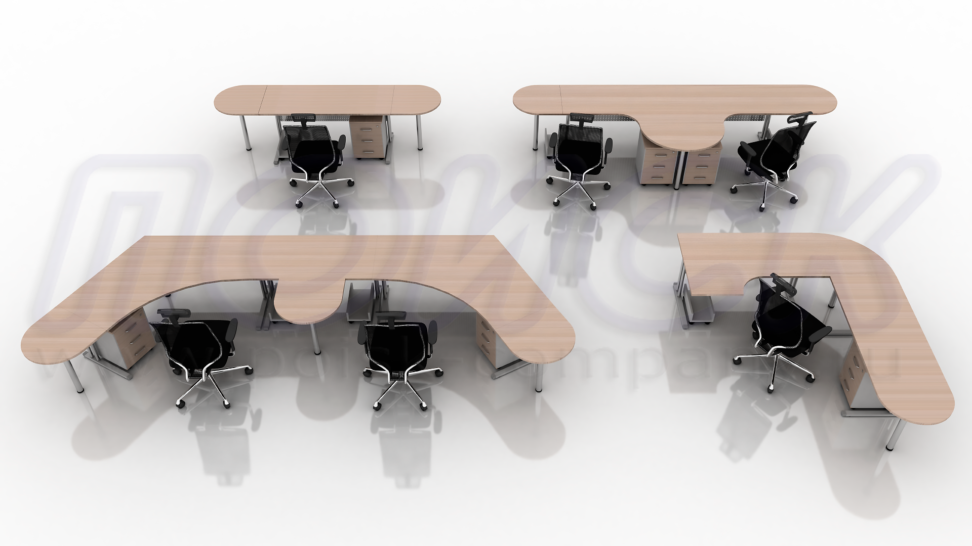 Различные конфигурации диспетчерских столов серии ПОИСК-А