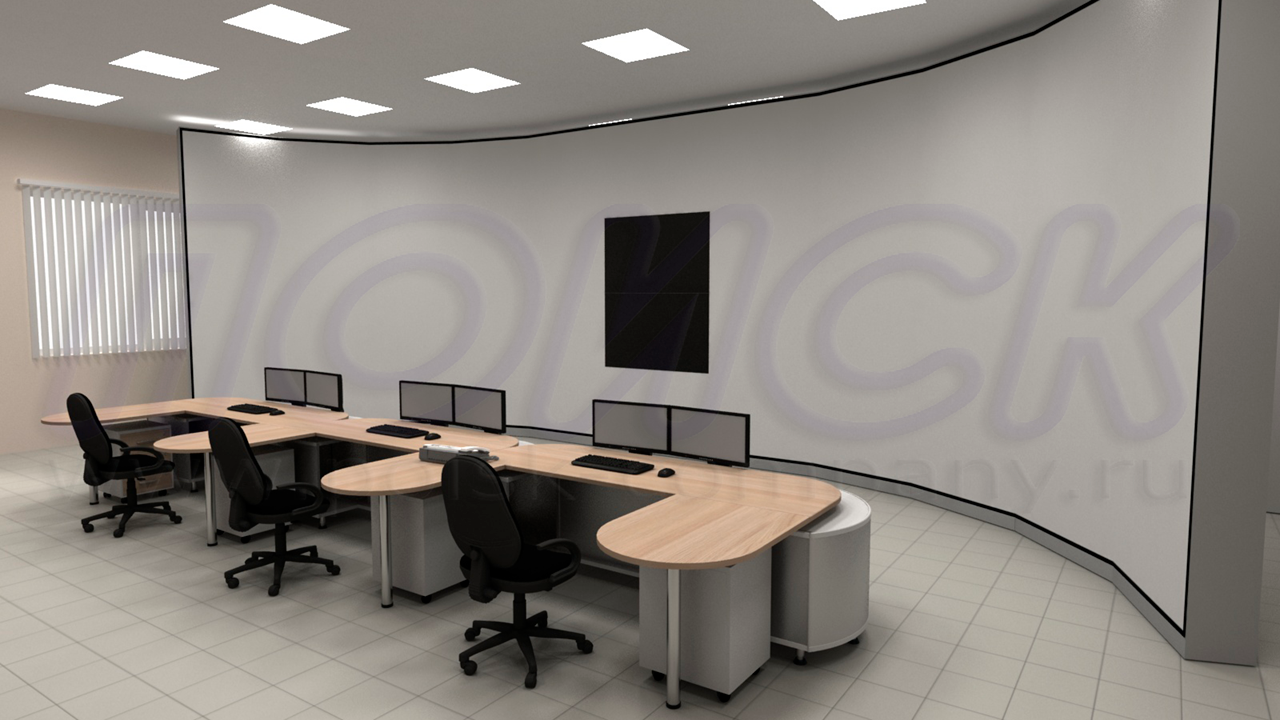 Двухместный диспетчерский стол ПОИСК-Б2 с отсеками для размещения оборудования и документации