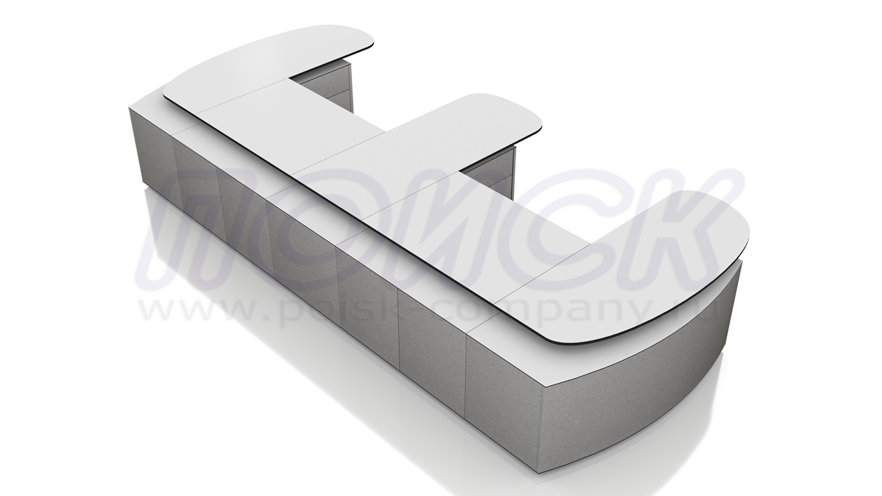 Диспетчерский стол-пульт ПОИСК-Б2Р, Е-образной формы, с отсеками для размещения оборудования и документации