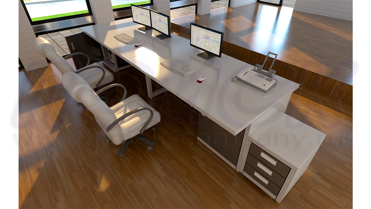 Пульт ПОИСК-Х, с отсеками для размещения оборудования и документации, а также канцелярских принадлежностей в помещении диспетчерской